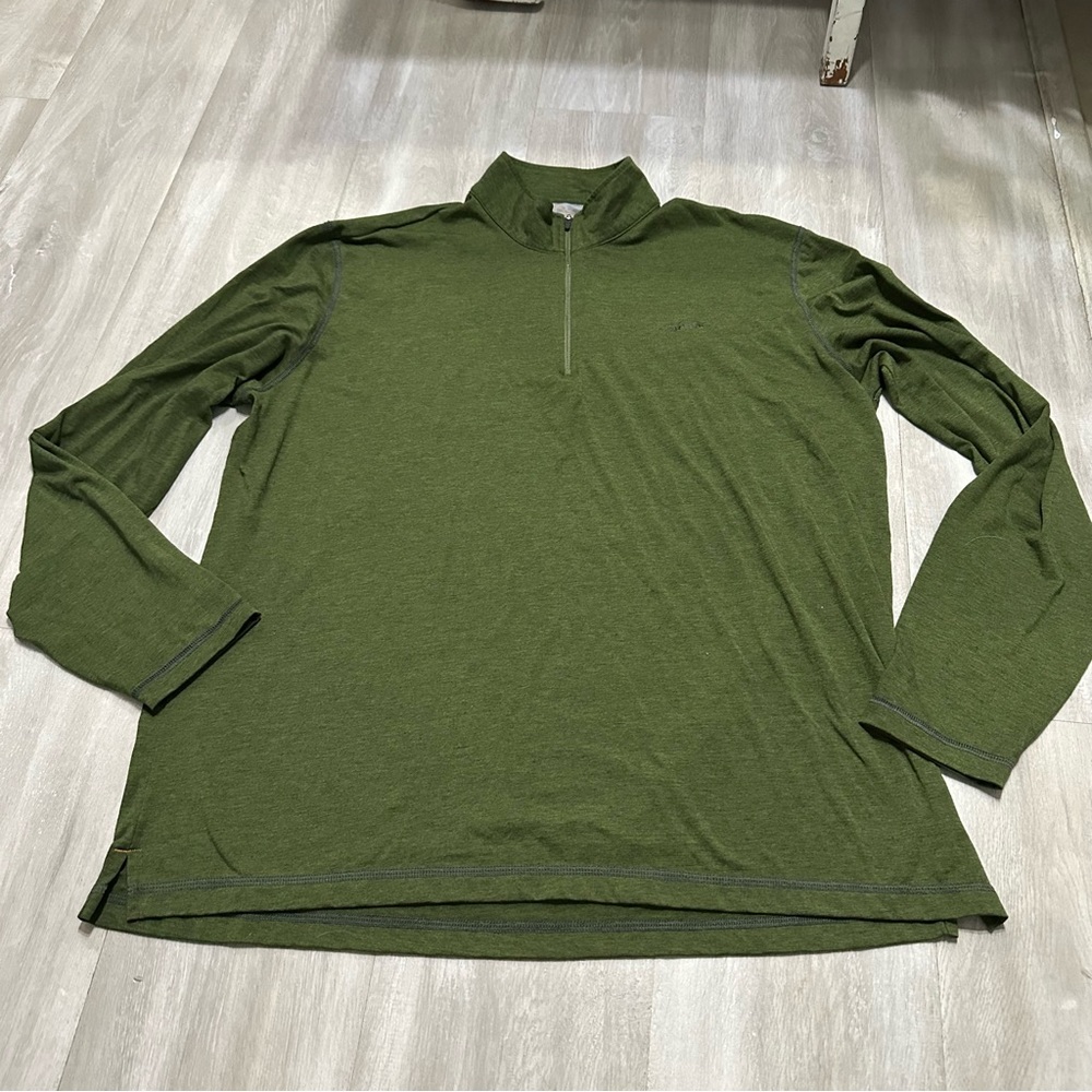 ORVIS Trout Bum Green Long Sleeve Sweatshirt Half Zip Top Sz XL